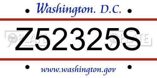 Z52325S District Of Columbia License Plate