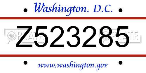 Z523285 District Of Columbia License Plate