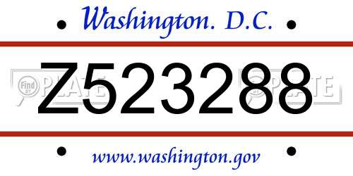 Z523288 District Of Columbia License Plate