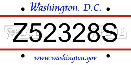Z52328S District Of Columbia License Plate