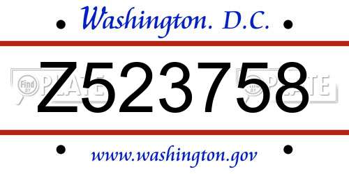 Z523758 District Of Columbia License Plate