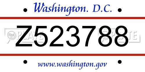 Z523788 District Of Columbia License Plate