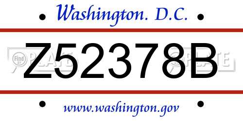 Z52378B District Of Columbia License Plate