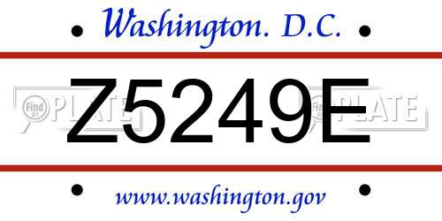 Z5249E District Of Columbia License Plate
