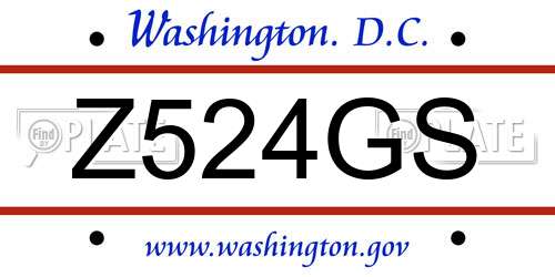 Z524GS District Of Columbia License Plate