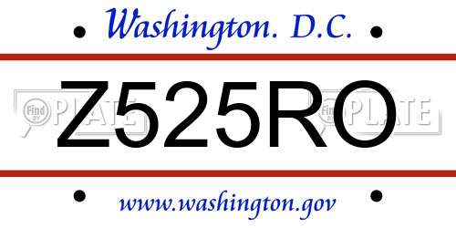Z525RO District Of Columbia License Plate
