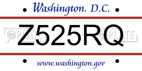 Z525RQ District Of Columbia License Plate
