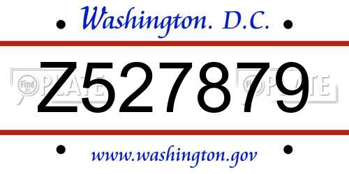 Z527879 District Of Columbia License Plate