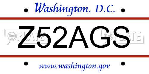 Z52AGS District Of Columbia License Plate