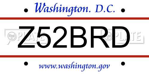 Z52BRD District Of Columbia License Plate