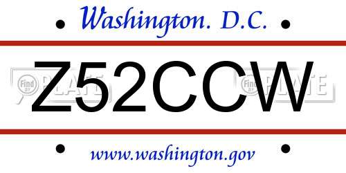 Z52CCW District Of Columbia License Plate