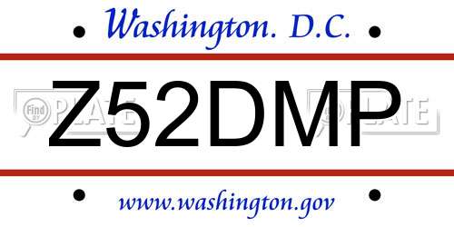 Z52DMP District Of Columbia License Plate
