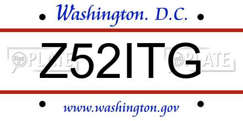 Z52ITG District Of Columbia License Plate