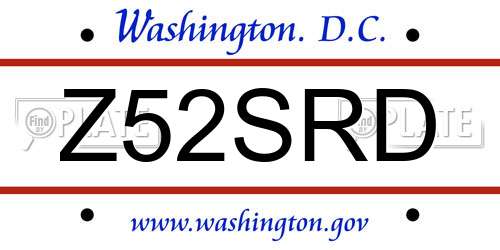 Z52SRD District Of Columbia License Plate
