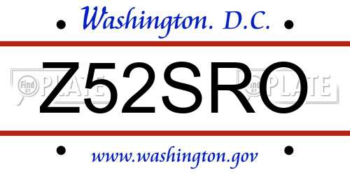 Z52SRO District Of Columbia License Plate