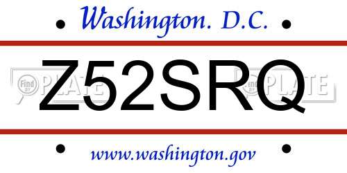 Z52SRQ District Of Columbia License Plate