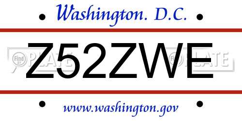 Z52ZWE District Of Columbia License Plate