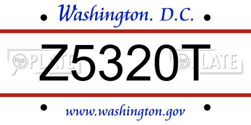 Z5320T District Of Columbia License Plate