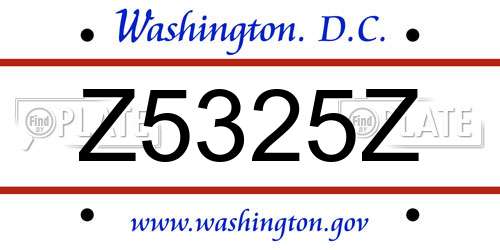 Z5325Z District Of Columbia License Plate