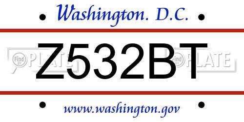 Z532BT District Of Columbia License Plate