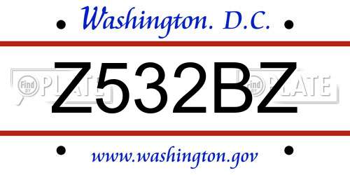 Z532BZ District Of Columbia License Plate