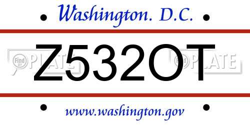 Z532OT District Of Columbia License Plate