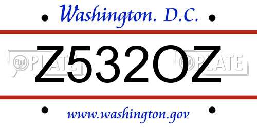 Z532OZ District Of Columbia License Plate
