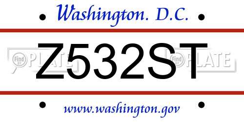 Z532ST District Of Columbia License Plate