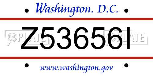 Z53656I District Of Columbia License Plate