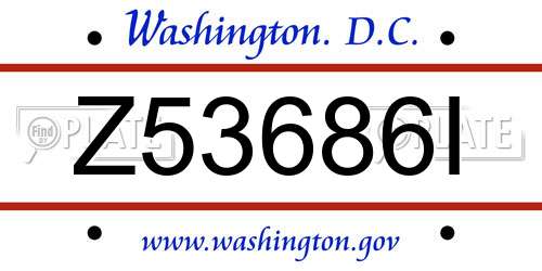 Z53686I District Of Columbia License Plate