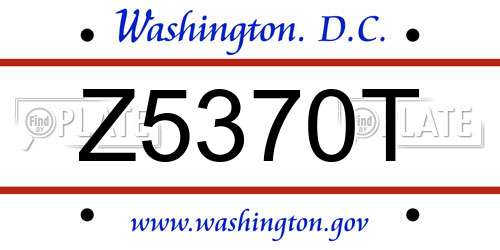 Z5370T District Of Columbia License Plate
