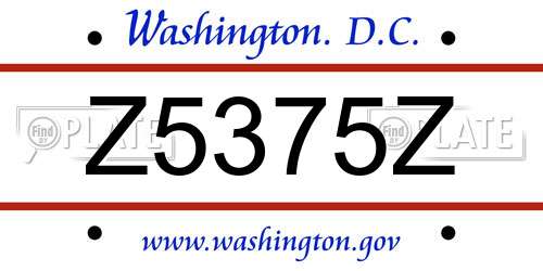 Z5375Z District Of Columbia License Plate