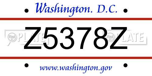Z5378Z District Of Columbia License Plate