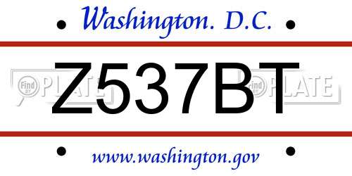 Z537BT District Of Columbia License Plate