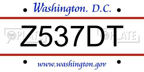 Z537DT District Of Columbia License Plate