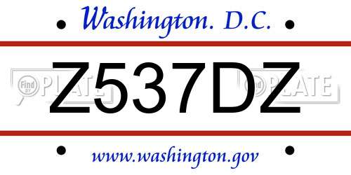 Z537DZ District Of Columbia License Plate