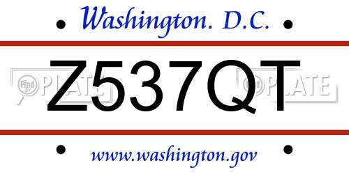 Z537QT District Of Columbia License Plate