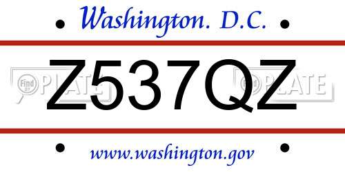 Z537QZ District Of Columbia License Plate