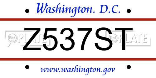Z537ST District Of Columbia License Plate