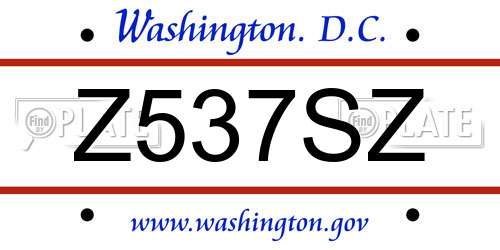 Z537SZ District Of Columbia License Plate