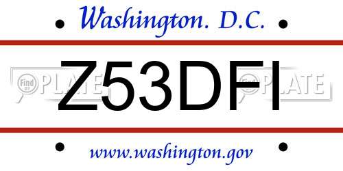 Z53DFI District Of Columbia License Plate