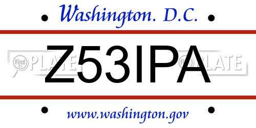 Z53IPA District Of Columbia License Plate