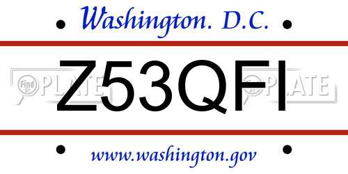 Z53QFI District Of Columbia License Plate