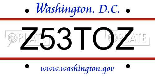 Z53TOZ District Of Columbia License Plate