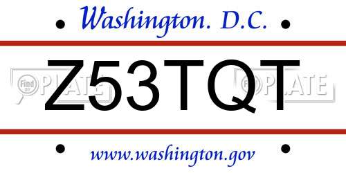Z53TQT District Of Columbia License Plate