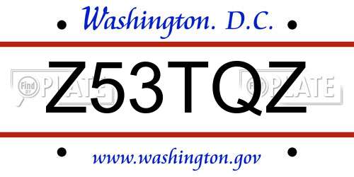 Z53TQZ District Of Columbia License Plate