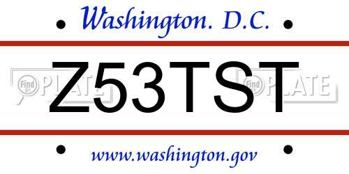 Z53TST District Of Columbia License Plate