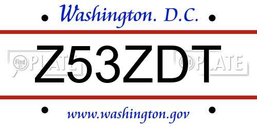 Z53ZDT District Of Columbia License Plate