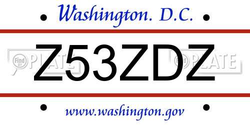 Z53ZDZ District Of Columbia License Plate
