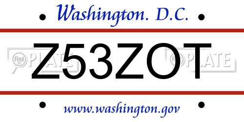 Z53ZOT District Of Columbia License Plate